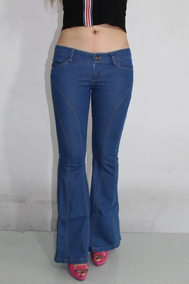 大喇叭紧身牛仔裤女弹力低腰宽脚裤显瘦提臀百搭韩版露脐性感表演-淘宝网