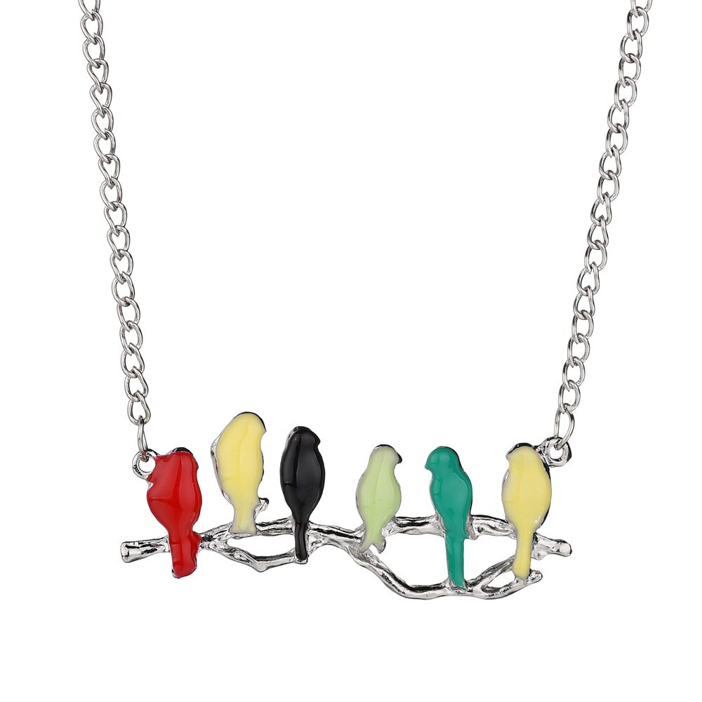 สร้อยคอ 长款毛衣链 小鸟滴油树枝吊坠项链女古铜色复古潮流网红简约气质  