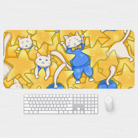 Cute Cat Playing In Stars Large Waterproof Kids – Children's Mousepad Desk Mat Phone Case