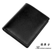 Чистая кожа ручной работы, высококачественный черный крест, трехстраничный вертикальный кошелек 2013 Новый кошелек