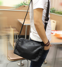 Мужские сумки, сумки, кожаные сумки, досуг, мягкая кожа, корейская версия, одноплечье, наклонный кросс, сумка, большая емкость