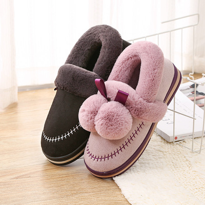 标题优化:冬季保暖棉鞋 女包跟居家厚底室内防滑冬天毛拖鞋月子鞋