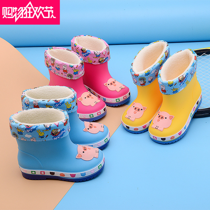 寶寶雨鞋防滑1-3 嬰幼兒童雨靴女小孩公主男童水鞋通用加絨可拆卸