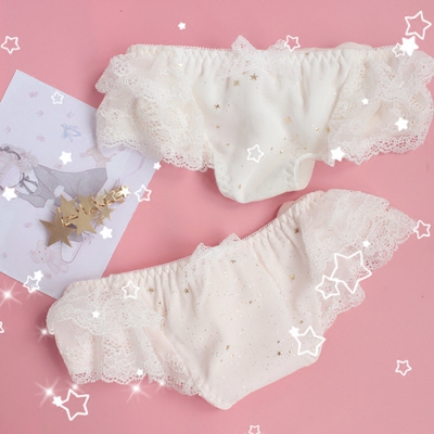 【胖次狂魔】lolita星辰烫金星软妹款蕾丝蝴蝶结冰丝无痕速干内裤-淘宝网