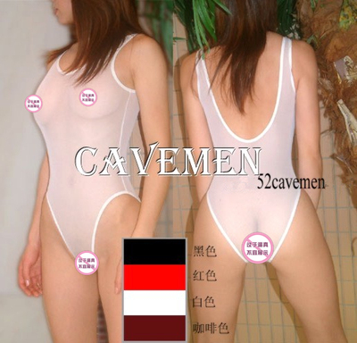 性感连体泳装修身显瘦透视无袖连身衣温泉露出暴露透视死库水骚女-淘宝网