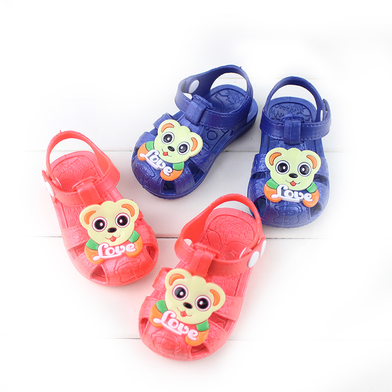 新款夏季0-1-2-3歲寶寶涼鞋女童男童嬰兒鞋學步鞋軟底塑料包頭鞋