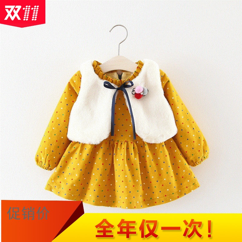 裙秋鼕嬰兒裙子0一1-2-3歲兒童寶寶鼕裝加絨連衣裙裝女童公主