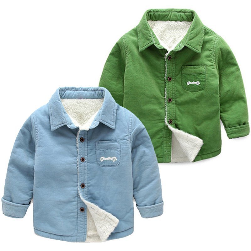 嬰兒保暖襯衣鼕裝潮男童長袖加厚外套1-5歲寶寶加絨襯衫3純棉上衣