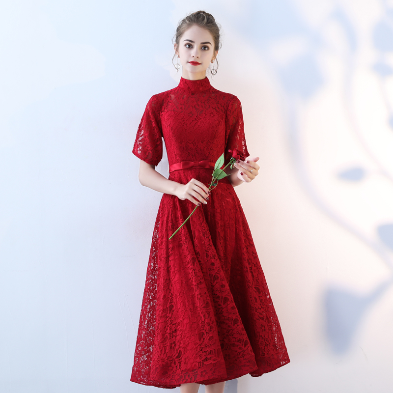 toast vêtements 2019 été, des nouvelles de mariée de style de l'engagement de retour à la porte de la petite robe court paragraphe de la dentelle de banquet slim robe de soirée pour les femmes toast vêtements 2019 été, des nouvelles de mariée de style de l'engagement de retour à la porte de la petite robe court paragraphe de la dentelle de banquet slim robe de soirée pour les femmes