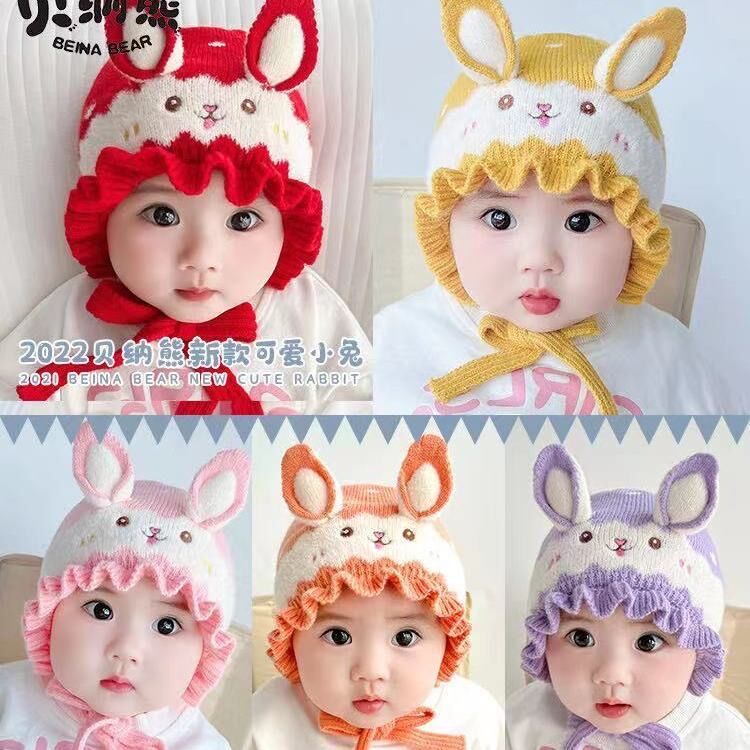 Baby Hat Autumn and Winter Infant Cute Super Cute Knitted Hat Newborn Baby Girl Woolen Cap Girl Royal Court Hat