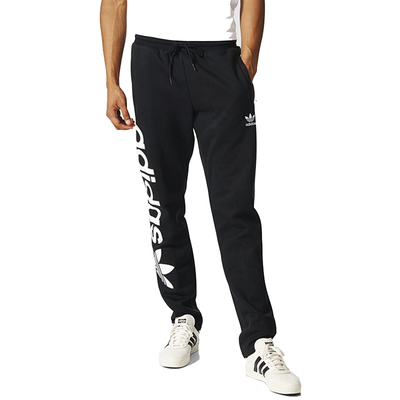 Adidas/ 三叶草 男子运动休闲 经典大LOGO款 加绒长裤 AY77