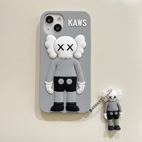 Gray — KAWS New 3D Silicone TPU 13, 13 Pro, 13 Pro Max, 12, 12 Pro, 12 Pro Max iPhone Case