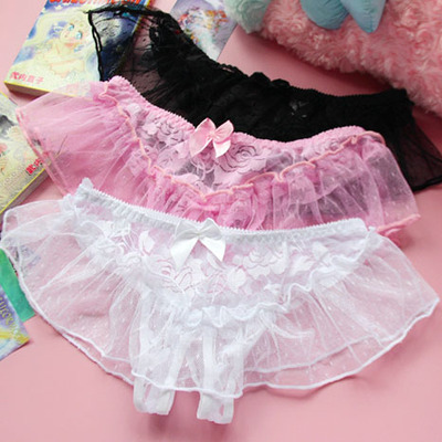 可爱公主蕾丝骚性感火辣诱惑透明网纱情趣T开档丁字裤女士内裤-淘宝网