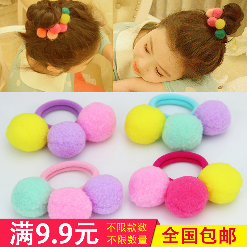 韓國秋鼕兒童發飾女童頭飾寶寶發圈發繩毛球皮筋發卡發夾可愛頭飾