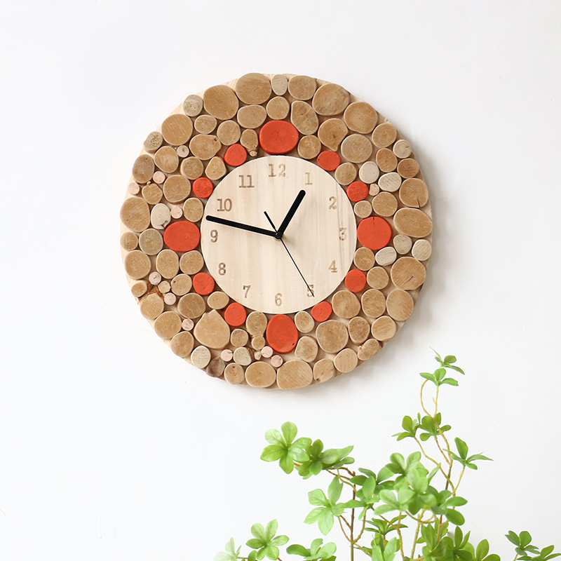 wooden wall clock living room modern simple atmosphere internet celebrity home fashion clock nordic mute decorative clock wall hanging