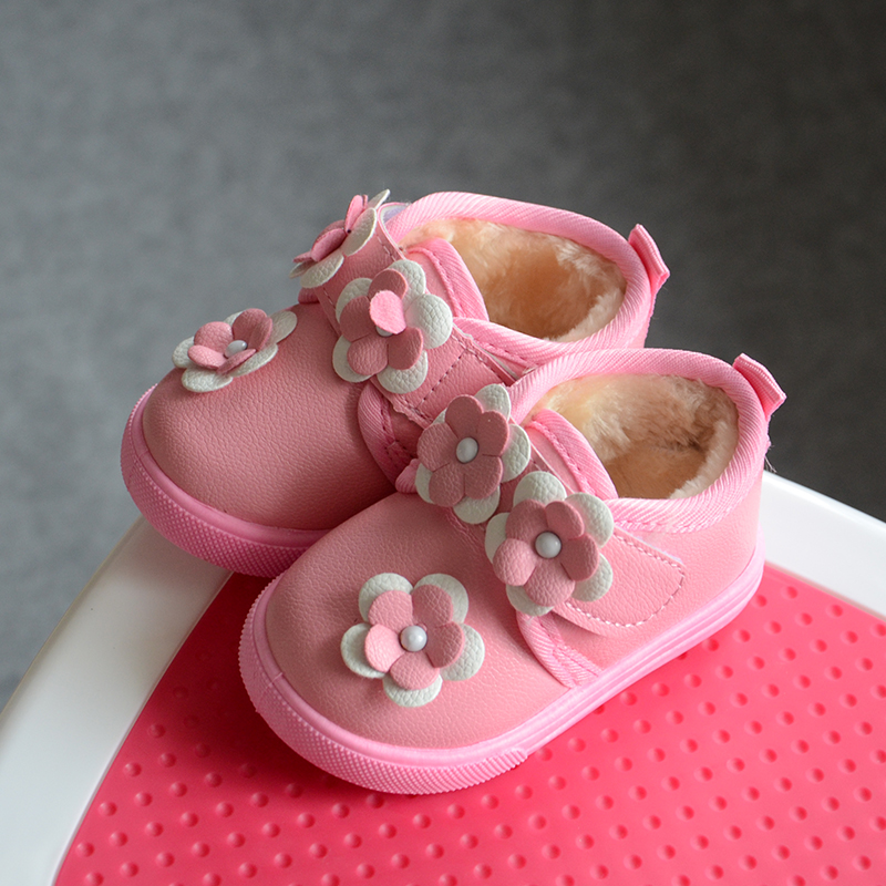 鼕季女寶寶鞋子0-1-2歲女童公主鞋加絨保暖嬰兒學步鞋防水棉鞋潮