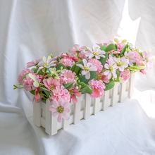 30cm деревянный забор эмулятивный цветочный набор готовый шелковый цветок домашнее украшение искусственный цветок набор посадки подоконник цветок