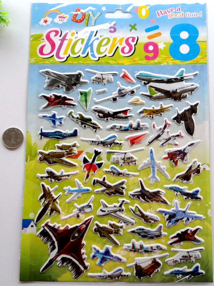 大號飛機總動員貼畫兒童貼貼紙客機戰鬥機直升飛機科帕奇男童裝飾