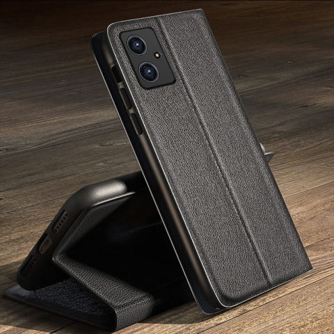Black — Wallets Folio Flip Synthetic Leather Card Holder Folding Stand Slim Fit Note 12, Note 12 Pro, Note 12 Pro+ Phone Case