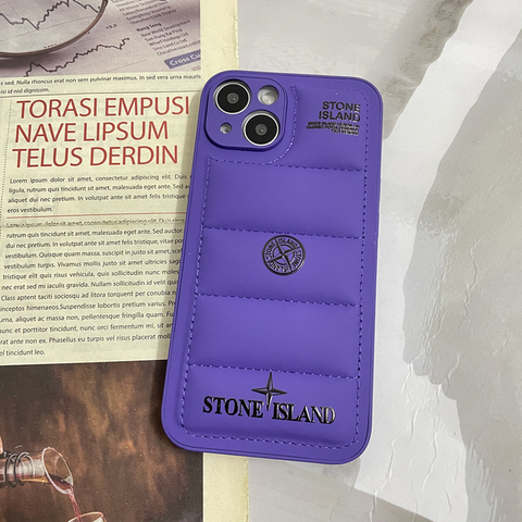 Purple — Stone Island Puffy Puffer Down Jacket 14, 13, 12 iPhone Case