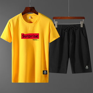 2019夏季短袖套装男士新款休闲运动服潮牌衣服男装潮流夏装t恤男