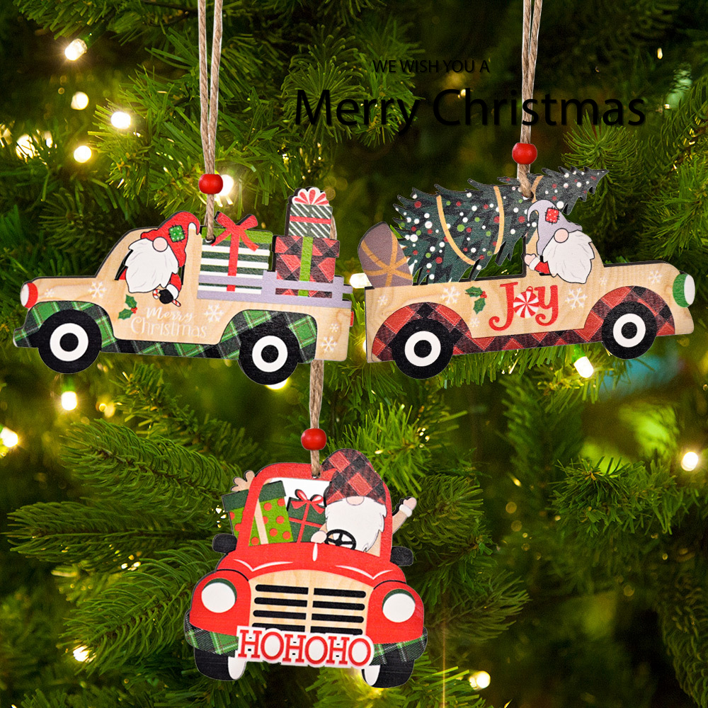 new cistmas decorations wooden automobile hanging ornament printed car cistmas tree pendant cistmas scene decoration