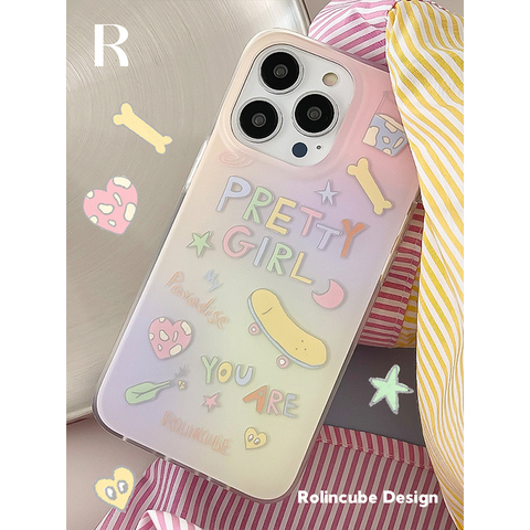 Rolincube New Girls Pretty Girl Silicone TPU 14, 13, 12 iPhone Case