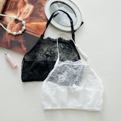 2017春夏全透明性感蕾丝挂脖吊带背心抹胸裹胸女打底衣防走光文胸-淘宝网