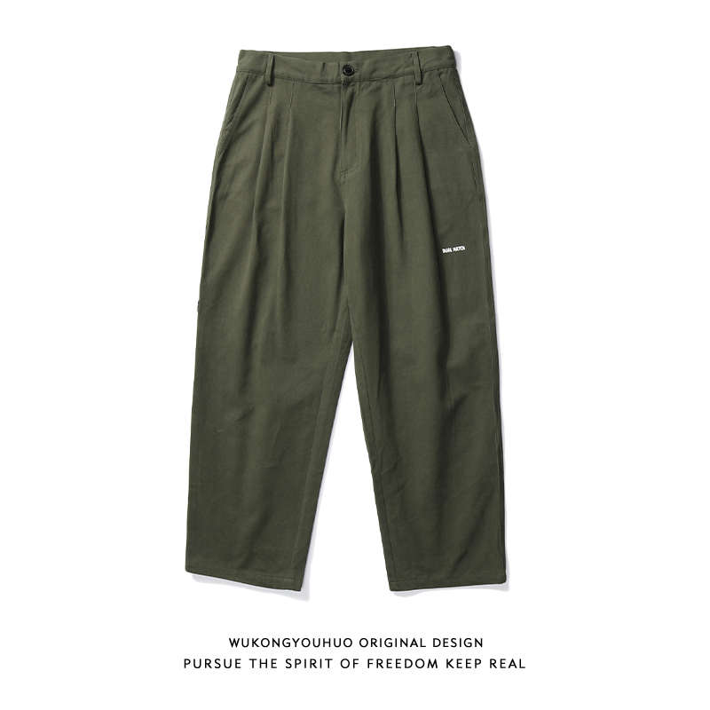 Wukong has stock Japanese Ami khaki overalls men's trendy brand loose printed straight drape wide-leg casual trousers