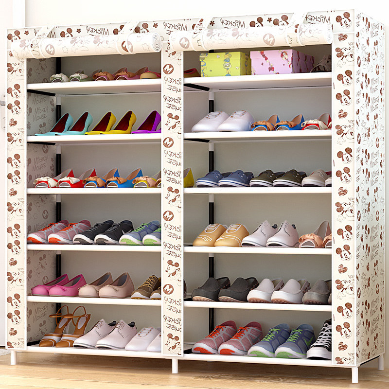双排简易多层鞋架子经济型组装无纺布简约现代宿舍柜