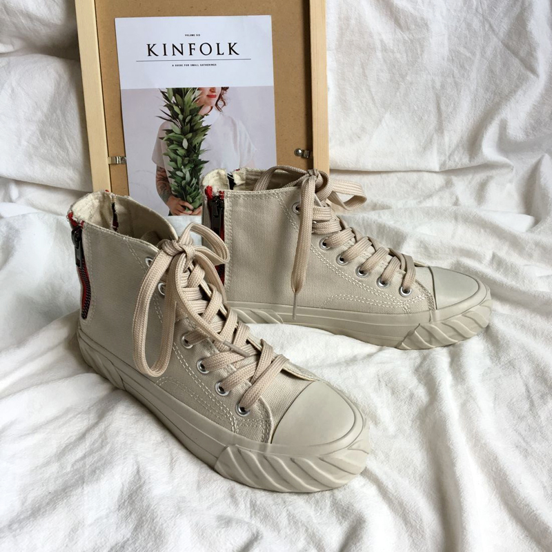 ins baskets femme beige high top ultra incendie de la rue battre le paragraphe harajuku ulzzang vintage port vent fermeture éclair carton plat chaussures ins baskets femme beige high top ultra incendie de la rue battre le paragraphe harajuku ulzzang vintage port vent fermeture éclair carton plat chaussures