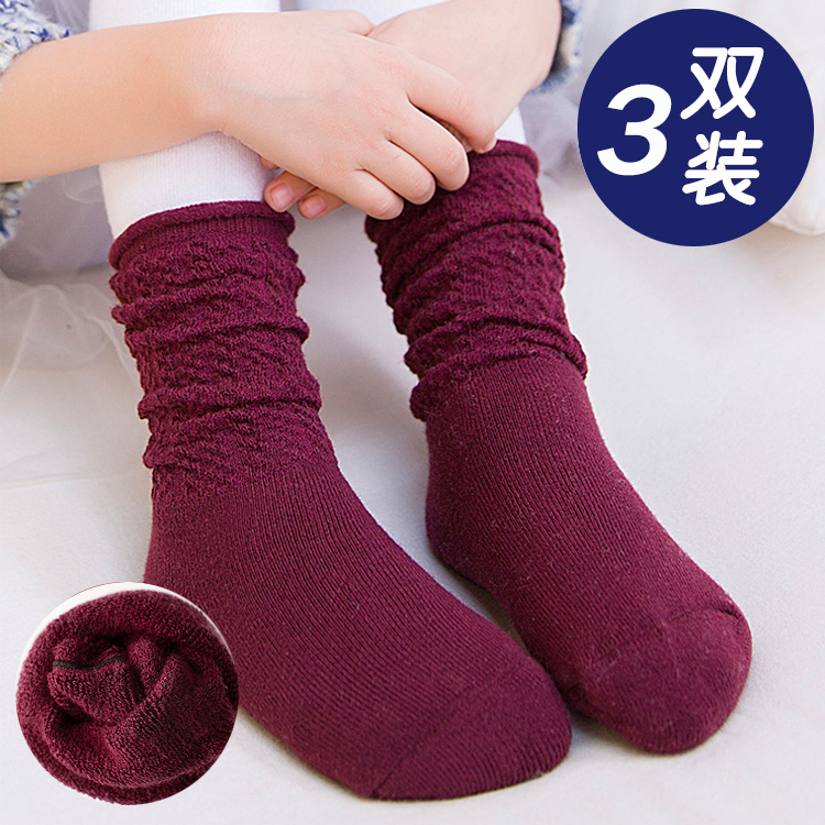 寶寶襪子秋鼕兒童堆堆襪毛圈毛巾3-5-7-9歲男童女童小孩公主韓國