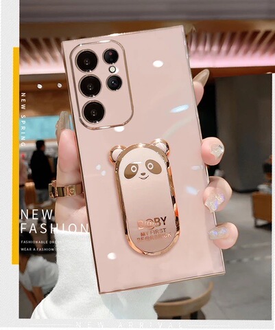 Bearbrick Girls Electroplated Silicone TPU Kickstand Function S23, S23 Plus, S23 Ultra, S22, S22 Plus, S22 Ultra, S21, S21