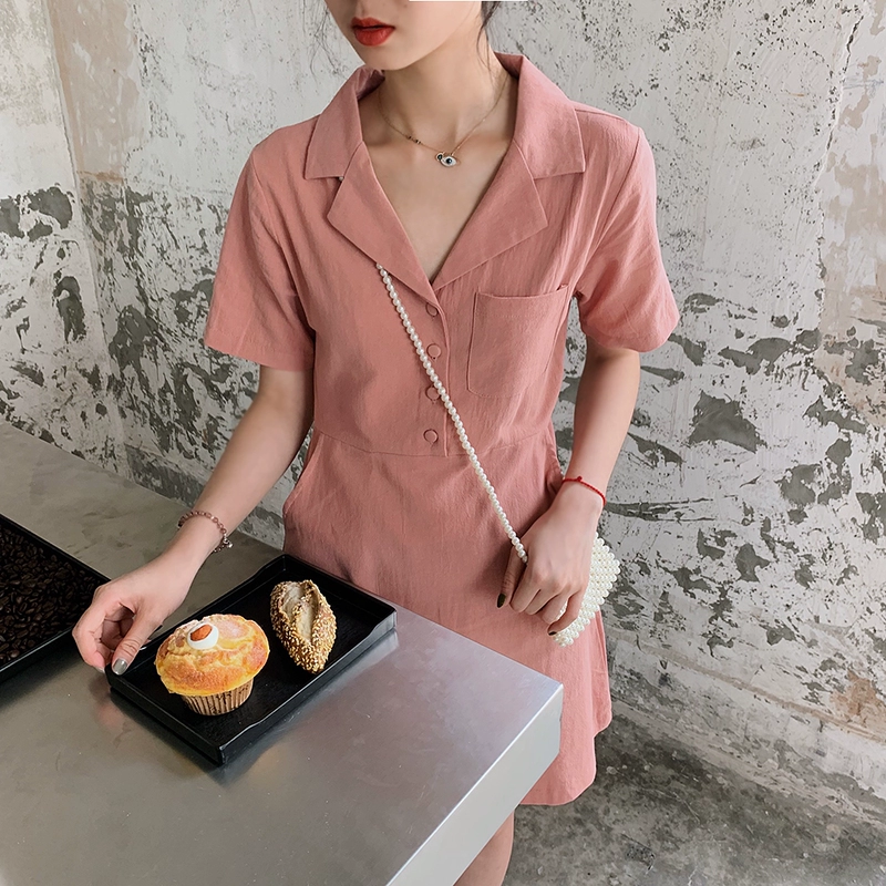 Giải tỏa! ANLI STYLE 2019 mới màu cà phê váy cạp cao mỏng kết hợp váy một bước xu hướng váy một bước retro - Váy