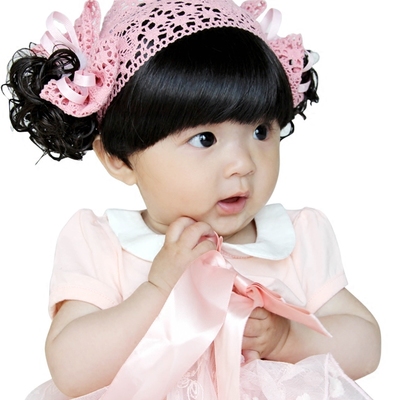 韓版女寶寶發飾女童齊劉海假發發帶頭飾嬰幼兒童公主飾品0-1歲