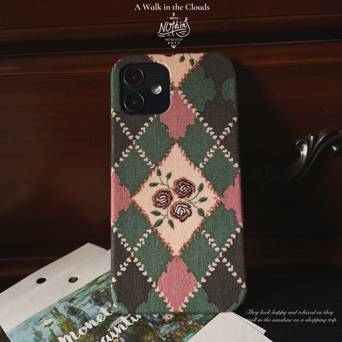 Girls Lattice Pattern Vintage Rose Canvas 15, 14, 13, 12, 11 iPhone Case