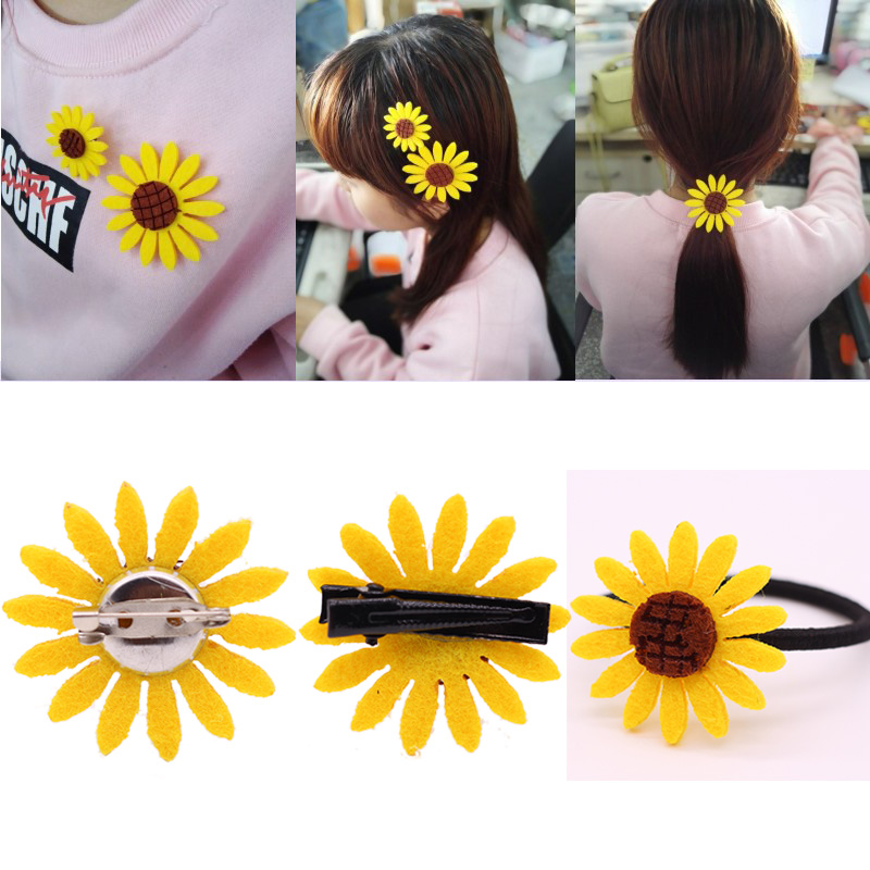 韓國韓版兒童頭飾太陽花發卡皮筋頭繩女童表演配飾發夾子胸針可愛