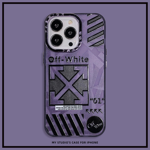 Off-White Grey Purple Arrows Logo iPhone Case
