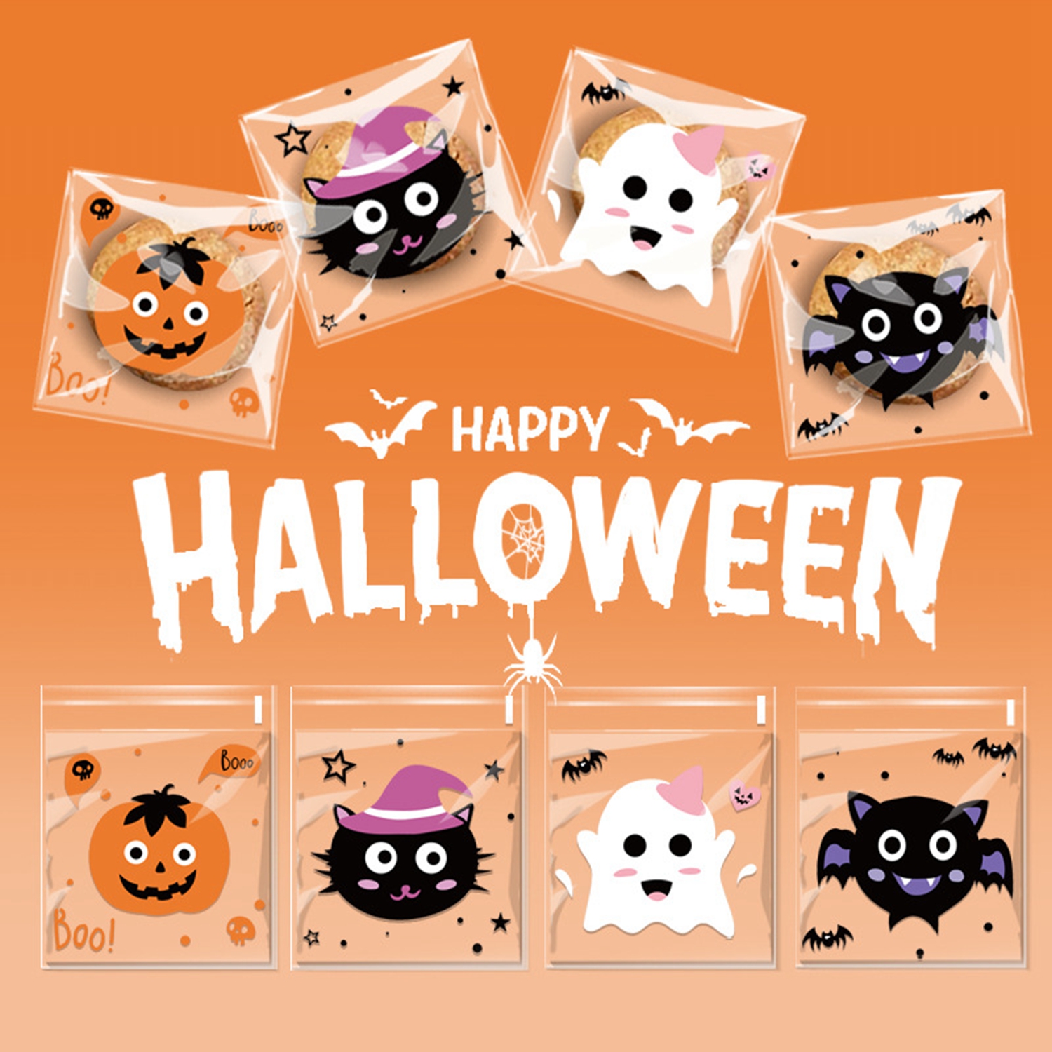 new halloween cookies nougat snowflake crisp candy packaging bag ghost festival party gift ziplock bag