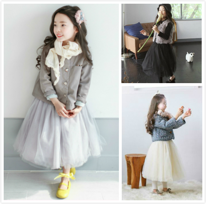 2017韓國童裝新款女童裙森繫紗裙 半身長裙 百搭公主裙裙子母女裙