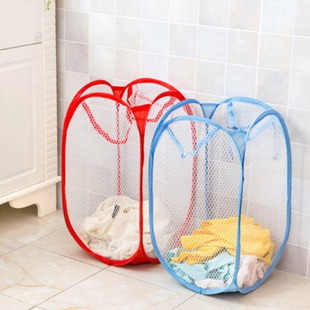 买2送1-简约网布可折叠脏衣篓收纳洗衣服内衣杂物洗澡筐篮