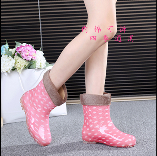 韓國女士雨鞋女加絨保暖水鞋中筒雨靴時尚水靴防滑女膠鞋促銷