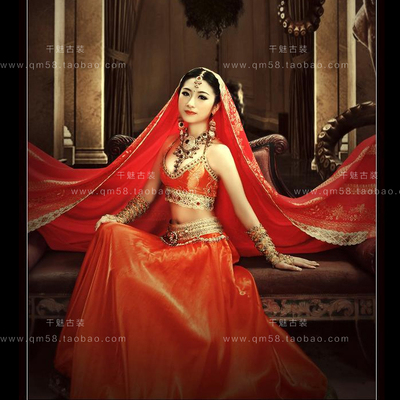 帆摄影古装印度舞蹈服影楼摄影写真性感异域主题服装红印象P076