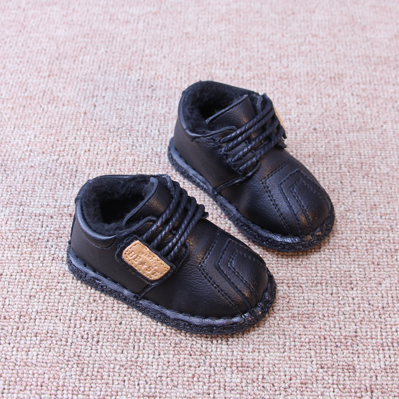 嬰幼兒6-12個月鼕季男童寶寶學步鞋子1-3歲加絨棉鞋兒童馬丁短靴