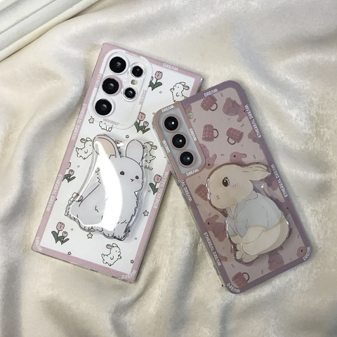 Girls Cute Cartoon Rabbit Silicone TPU S23, S23 Plus, S23 Ultra, S22, S22 Plus, S22 Ultra, S21, S21 Plus, S21 Ultra, Note 20