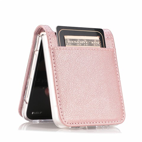 Light pink — Z Flip4 F7210 Synthetic Leather Card Holder Samsung Phone Case