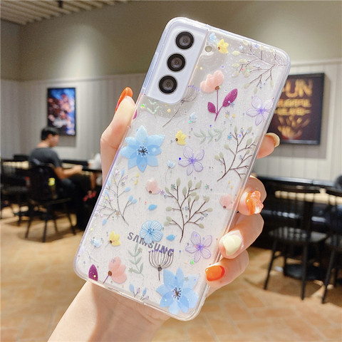 Girls Flower Pattern Silicone TPU S23, S23 Plus, S23 Ultra, S22, S22 Plus, S22 Ultra, S21, S21 Plus, S21 Ultra, Note 20, Note
