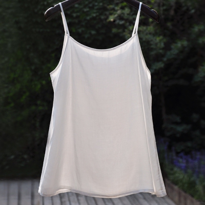 帛色 夏装修身轻薄透内衬小背心女 无袖打底内搭白色吊带衫-淘宝网