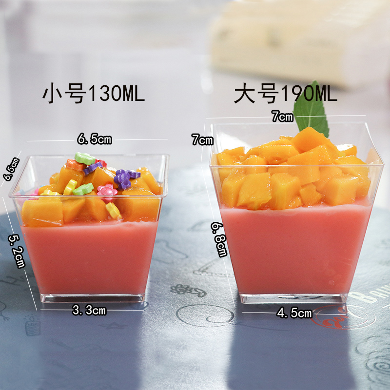 Transparent Square Trapezoid Mousse Cup Pudding Cup Mousse Desser Cup Tiramisu Cup Jelly Cup Disposable Plastic with Lid