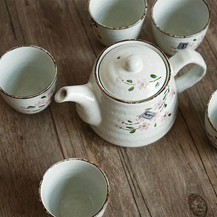 Japanese Cherry Blossom Snow Point Ceramic Tea Set Hand Painted Ceramic Tea Ware Ceramic Cup Office Teaware